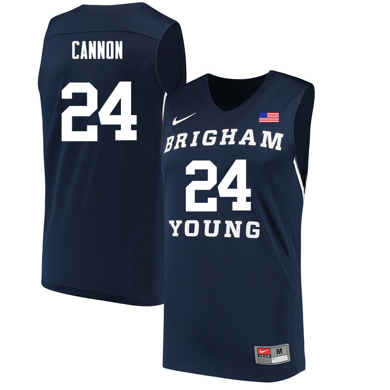 Men #24 McKay Cannon BYU Cougars College Basketball Jerseys Sale-Navy